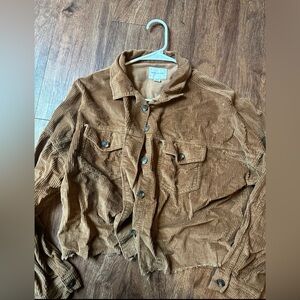 American Eagle Brown Cutoff Cropped Corduroy Jacket